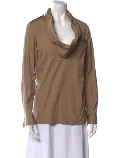 Pre-owned Givenchy Cowl Neck Long Sleeve Blouse In Brown