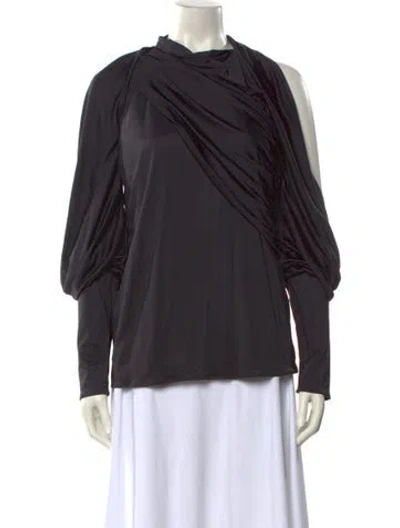 Pre-owned Givenchy Cowl Neck Long Sleeve Blouse W/ Tags In Gray