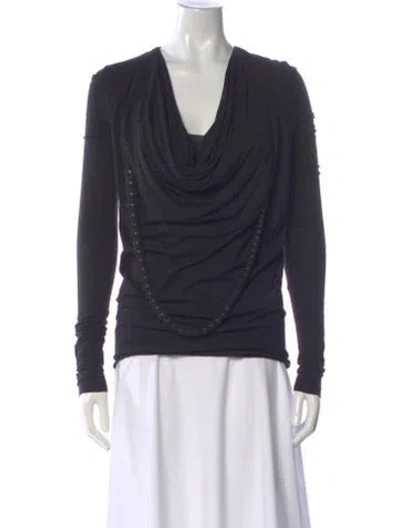 Pre-owned Givenchy Cowl Neck Long Sleeve Top In Black