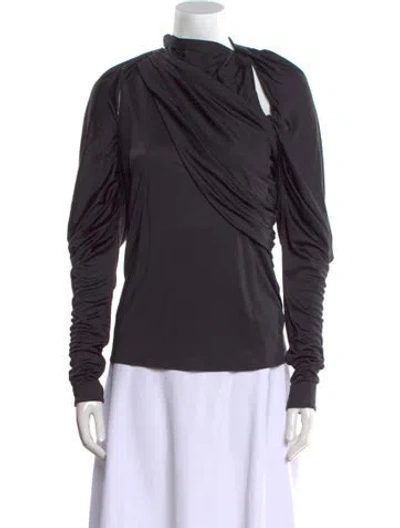 Pre-owned Givenchy Cowl Neck Long Sleeve Top W/ Tags In Gray