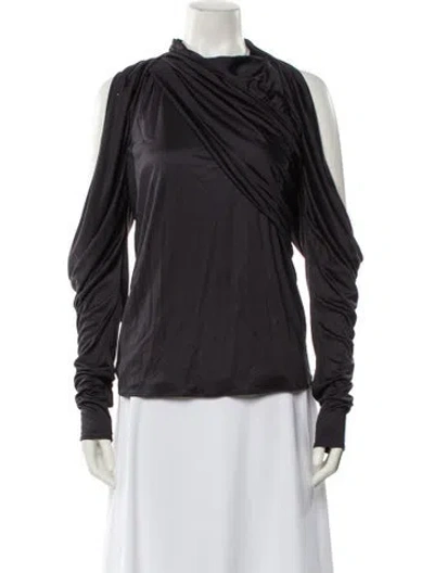 Pre-owned Givenchy Cowl Neck Long Sleeve Top W/ Tags In Gray