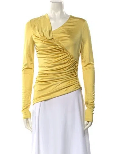 Pre-owned Givenchy Cowl Neck Long Sleeve Top W/ Tags In Yellow
