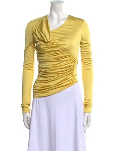 Pre-owned Givenchy Cowl Neck Long Sleeve Top In Yellow