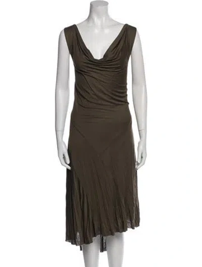 Pre-owned Givenchy Cowl Neck Midi Length Dress W/ Tags In Green
