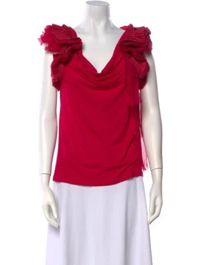 Pre-owned Givenchy Cowl Neck Short Sleeve Blouse In Pink