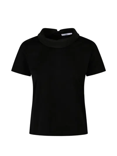 Givenchy Cowl-neck Logo-embroidered T-shirt In 블랙