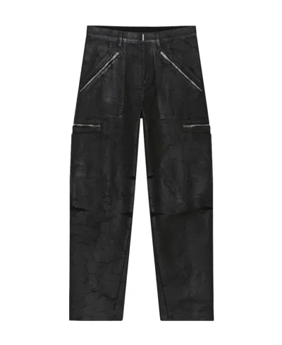 Givenchy Crack Zipper Detail Denim Trousers In Black