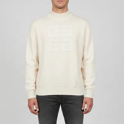 Pre-owned Givenchy Cream 4g Pattern Wool Blend Knitted Sweater L In White