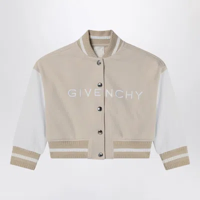Givenchy Embroidered Cotton Blend Bomber Jacket In Beige