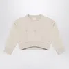 Givenchy Cream-colored Cropped Sweatshirt With Logo In Beige