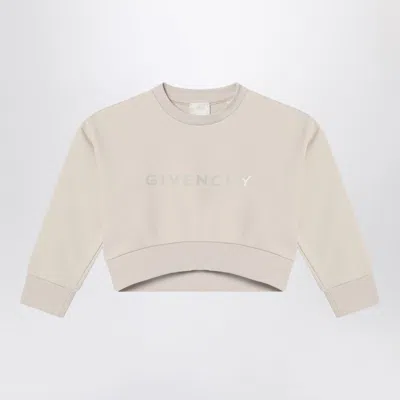 Givenchy Kids' Cream-colored Cropped Sweatshirt With Logo In Beige