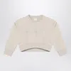 Givenchy Cream-colored Cropped Sweatshirt With Logo In Beige