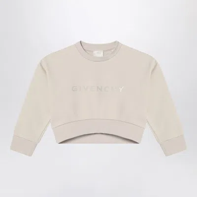GIVENCHY CREAM-COLORED CROPPED SWEATSHIRT WITH LOGO