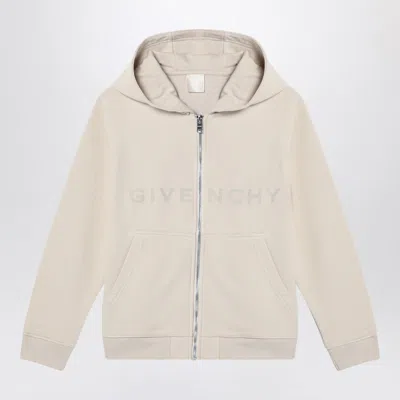 Givenchy Kids' Cream-colored Zip-up Sweatshirt With Logo In White