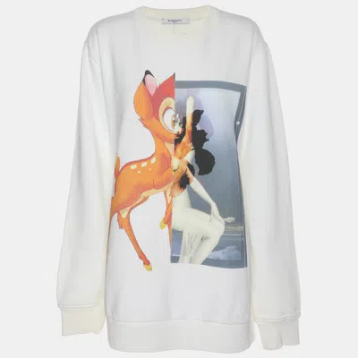 Pre-owned Givenchy Cream Cotton Bambi Print Sweatshirt L