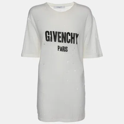 Pre-owned Givenchy Cream Cotton Ripped T-shirt M