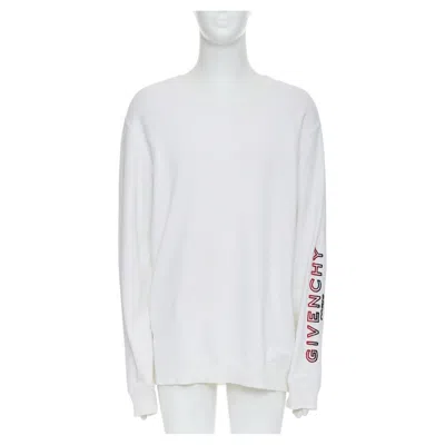 Pre-owned Givenchy Cream Cotton Tufted Gradient Logo Sleeve Pullover L In White