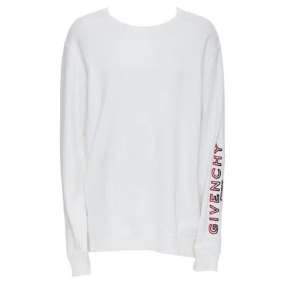 Pre-owned Givenchy Cream Cotton Tufted Gradient Logo Sleeve Pullover L In White