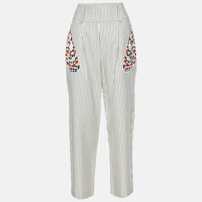 Pre-owned Givenchy Cream Printed Cotton & Wool Trousers M