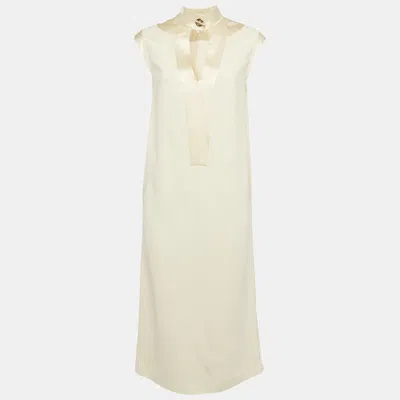 Pre-owned Givenchy Cream Satin Trim Crepe Short Dress S