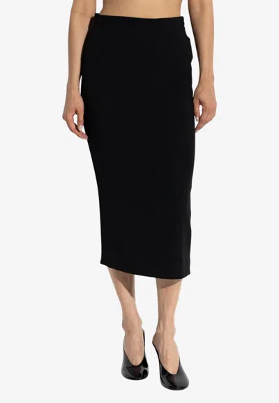 Givenchy Crepe Cady Midi Kickback Skirt In Black