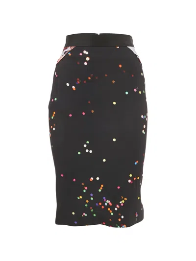 Pre-owned Givenchy Crepe Dots Midi Skirt In Black