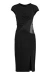 Givenchy Womens Black Semi-sheer Cut-out Woven Midi Dress