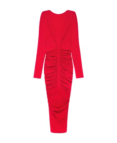 Givenchy Crepe Pleated Dress In Red
