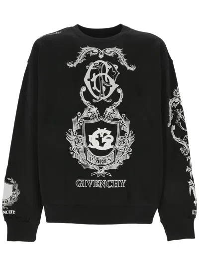 Givenchy Men's Crest Boxy Fit Sweatshirt In Fleece In Black
