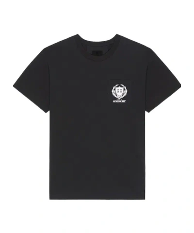 Givenchy Crest Logo Embroidered T-shirt In Black