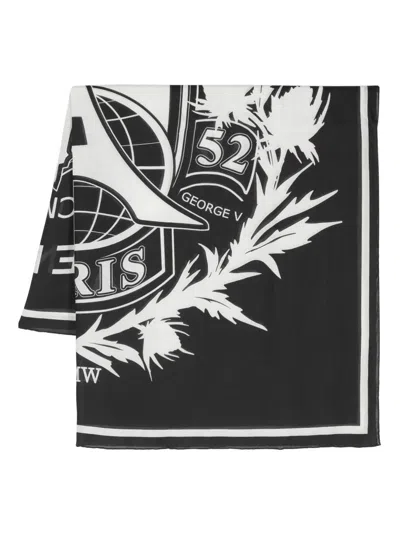Givenchy Crest Logo-print Shawl In Black