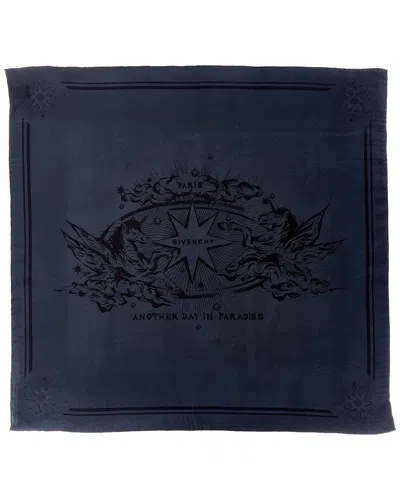 Givenchy Crest Logo Silk Scarf In Blue