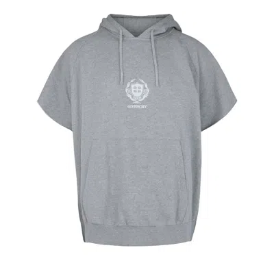 Pre-owned Givenchy Crest Oversized Short-sleeve Raglan Hoodie 'grey' | Men's Size L In Gray