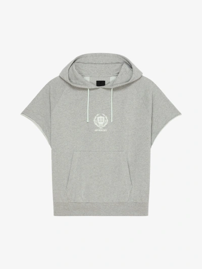 Givenchy Crest Oversized Sleeveless Hoodie In Fleece In Aqua Green