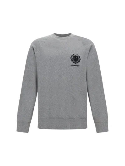 Givenchy Crest Slim Fit Sweatshirt In Fleece In Grey