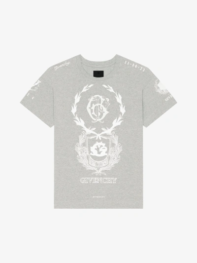 Givenchy Crest T-shirt In Cotton In Light Grey Melange