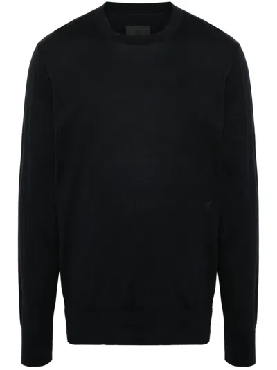 Givenchy Crew-neck Fine-knit Jumper In Blue
