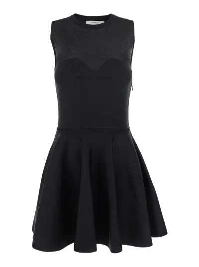 Givenchy Crew Neck Flared Dress In Black