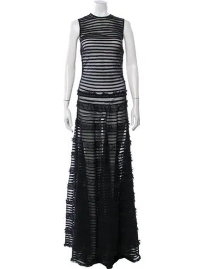 Pre-owned Givenchy Crew Neck Long Dress In Black