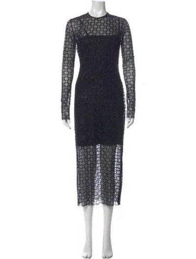 Pre-owned Givenchy Crew Neck Long Dress In Blue