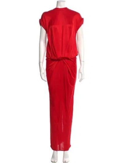 Pre-owned Givenchy Crew Neck Long Dress In Red