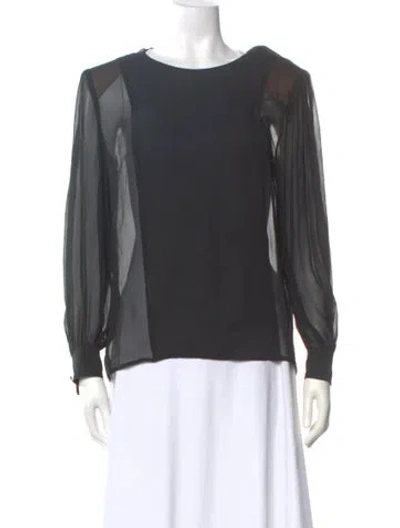 Pre-owned Givenchy Crew Neck Long Sleeve Blouse In Black