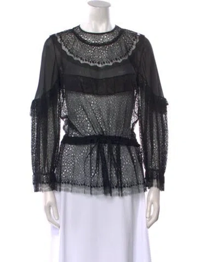 Pre-owned Givenchy Crew Neck Long Sleeve Blouse In Black