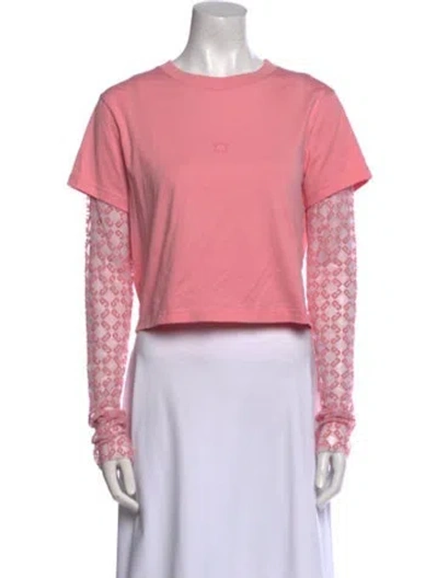 Pre-owned Givenchy Crew Neck Long Sleeve Crop Top In Pink