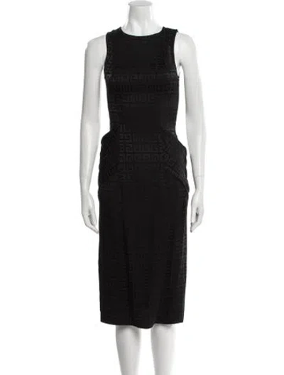 Pre-owned Givenchy Crew Neck Midi Length Dress In Black