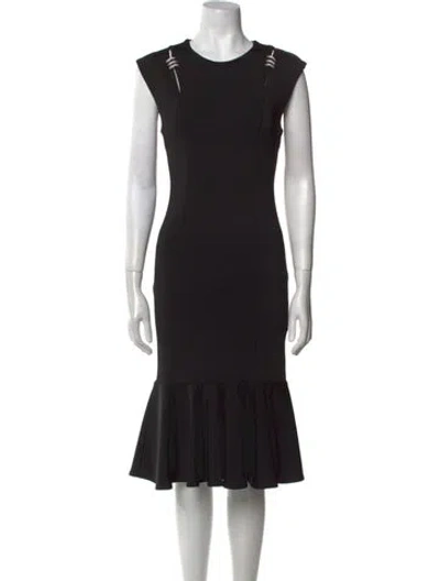 Pre-owned Givenchy Crew Neck Midi Length Dress In Black