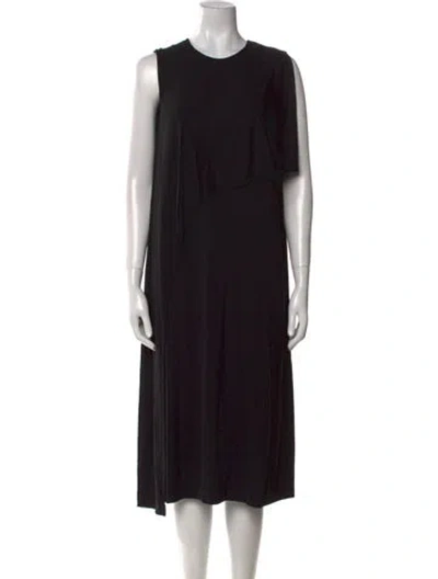 Pre-owned Givenchy Crew Neck Midi Length Dress In Black