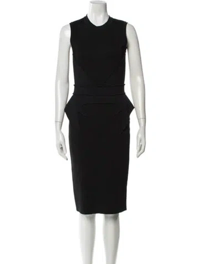 Pre-owned Givenchy Crew Neck Midi Length Dress In Black