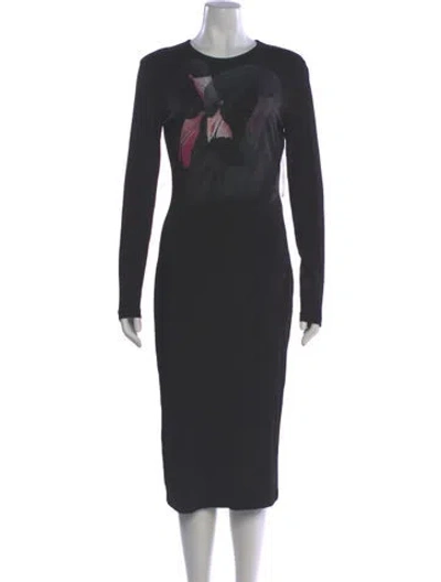 Pre-owned Givenchy Crew Neck Midi Length Dress In Black