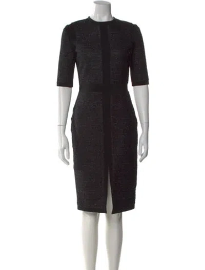 Pre-owned Givenchy Crew Neck Midi Length Dress In Black